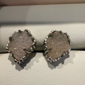 Kendra Scott Tessa star dust - Elegant Silver and white sparkle Druzy Earrings